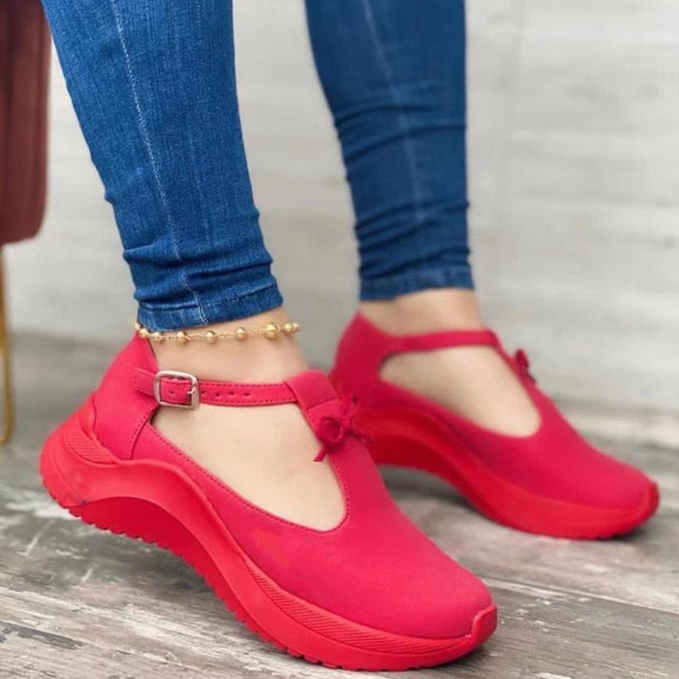 Plush Fashion Hub platform buckle fringe suede casual sneakers in solid color with fringe detailing and buckle accents.