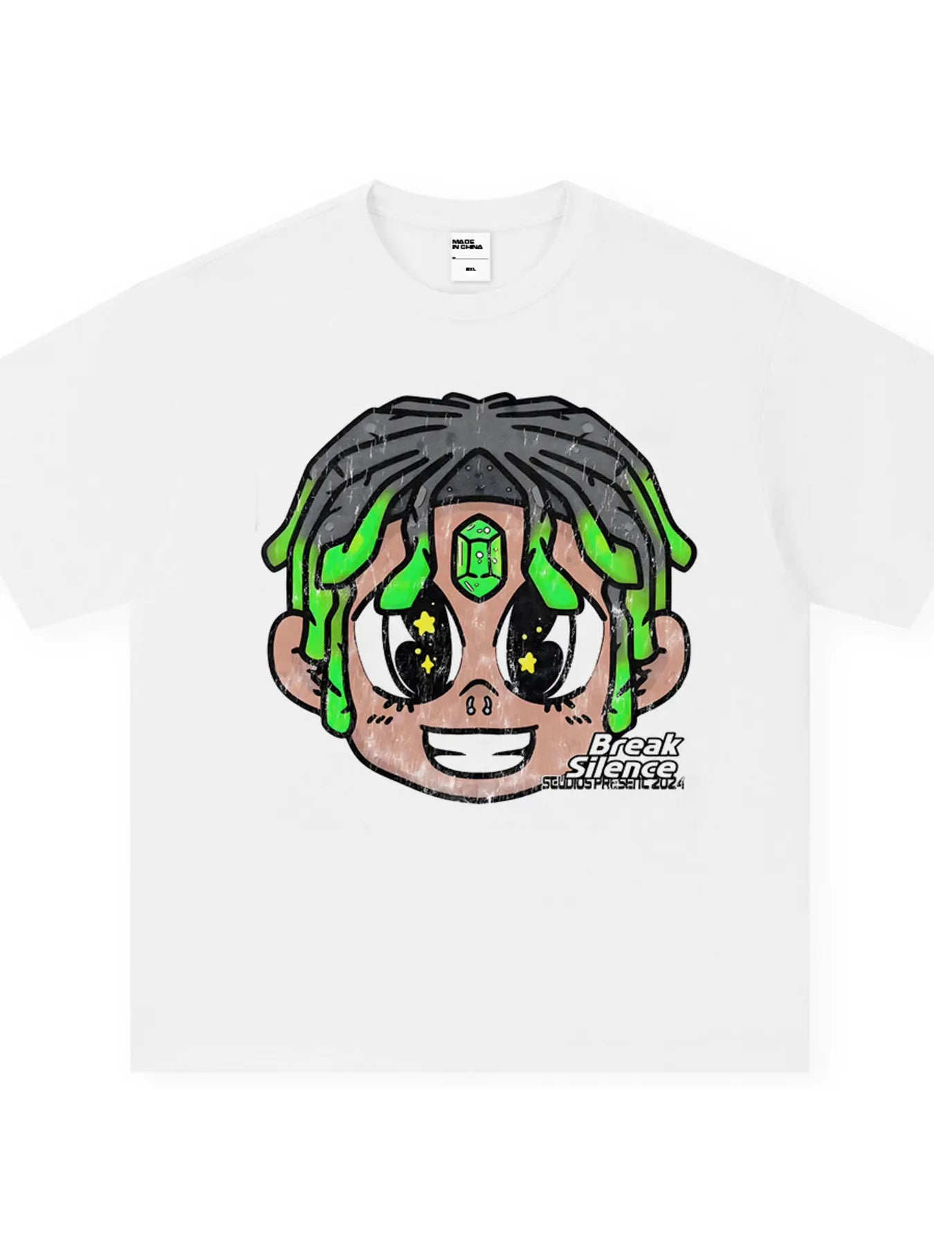 Men's oversized streetwear T-shirt with cartoon graphic in cotton-blend fabric from Plush Fashion Hub, casual men's top.