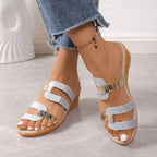 Women's open toe mid-heel wedge sandals by Trendsi, featuring a stylish design and comfortable casual footwear for warm weather.
