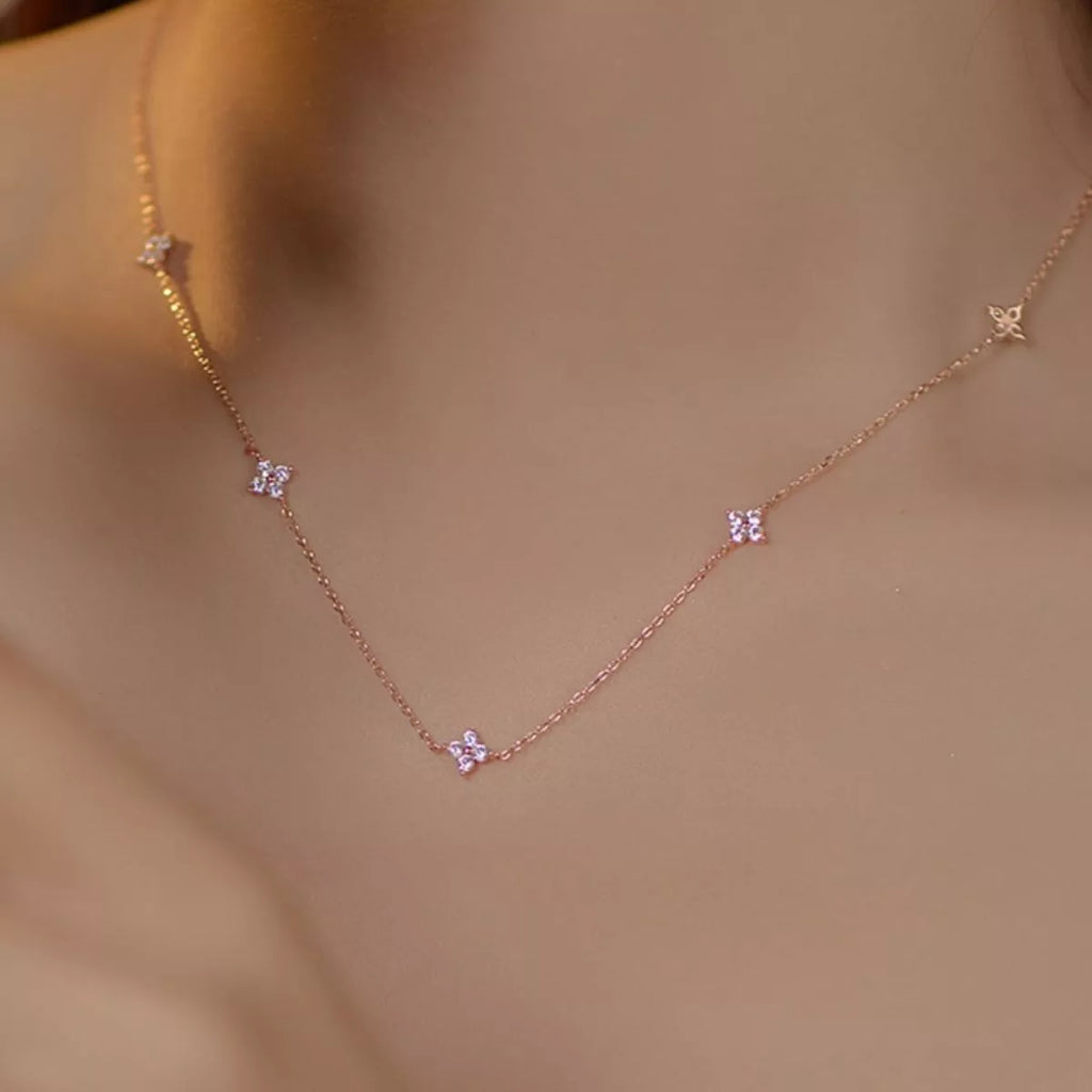Sterling silver Clover Charm Necklace featuring a delicate clover pendant on a fine chain, crafted by Shopimist.
