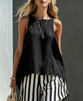 Women's V-neck long-sleeve loose-fit button-up shirt from FitiqueFit, shown in a relaxed fit with a V-neck and button details.