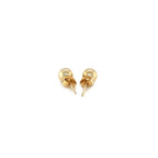 14k yellow gold round stud earrings, 5mm size, from Plush Fashion Hub, shown with shiny, polished gold finish and classic round shape.
