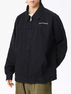 Men's plus size casual zip-up jacket by Shopimist, shown in navy with front pockets and a stand collar, casual everyday style.
