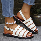 Open toe buckle sandals by Shopimist featuring adjustable straps and a stylish design for casual summer wear.