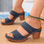 Open toe block heel sandals by Shopimist featuring stylish straps and a modern heel design.