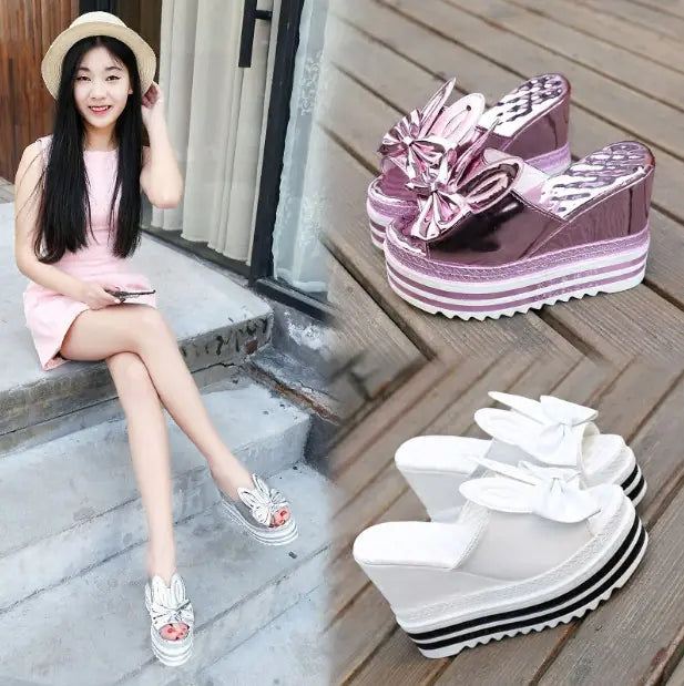 Women's waterproof wedge high heel platform sandals with open toes and ankle straps from Trendy Attic Store01.