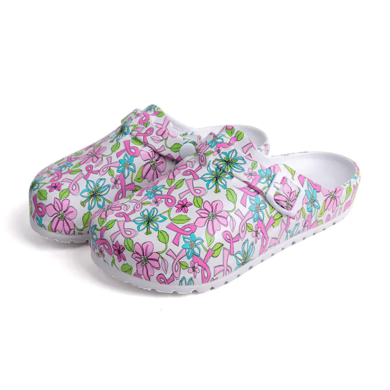 Cartoon nurse-themed women sandals with colorful, playful design, featuring comfortable straps and casual style from Trendy Attic Store01.