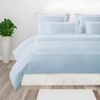 400TC Cotton Classic Luxurious Embroidery Sateen Solid Duvet Cover Set - Plush Fashion Hub