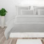 400TC Cotton Classic Luxurious Embroidery Sateen Solid Duvet Cover Set - Plush Fashion Hub