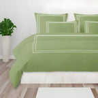 400TC Cotton Classic Luxurious Embroidery Sateen Solid Duvet Cover Set - Plush Fashion Hub