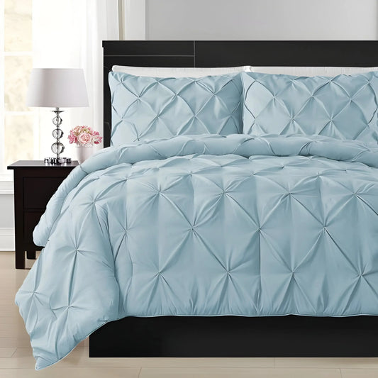 400TC Cotton Pintuck Sateen Solid Duvet Cover Set - Plush Fashion Hub