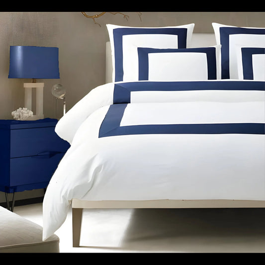 400TC Cotton Sateen Border Frame Duvet Cover Set - Plush Fashion Hub