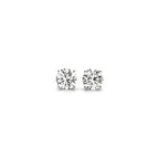 Round diamond stud earrings in 14k white gold with IGI certification, G/VS2 clarity, from Plush Fashion Hub.