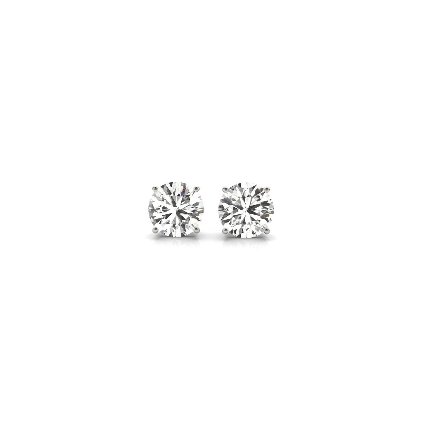 Round diamond stud earrings in 14k white gold with IGI certification, G/VS2 clarity, from Plush Fashion Hub.
