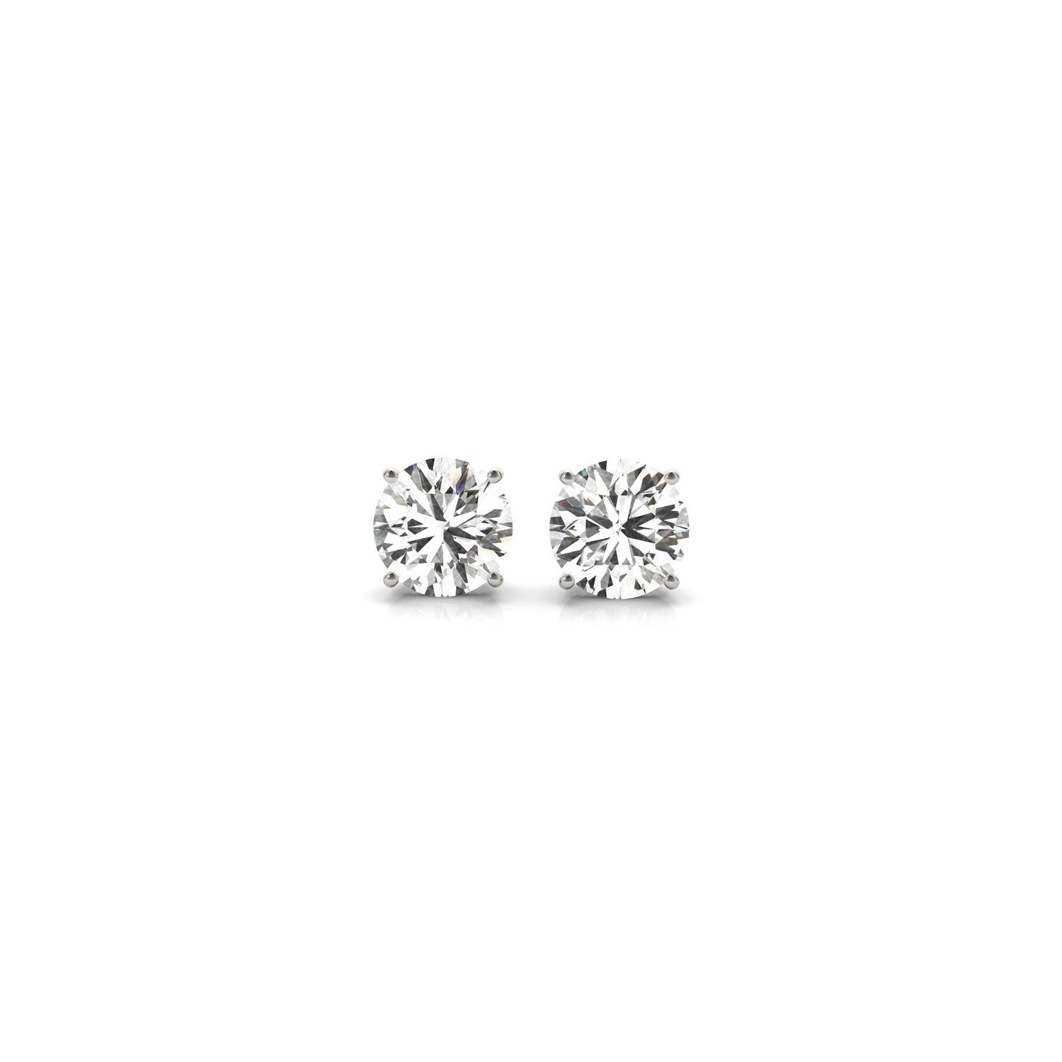 Round diamond stud earrings in 14k white gold with IGI certification, G/VS2 clarity, from Plush Fashion Hub.