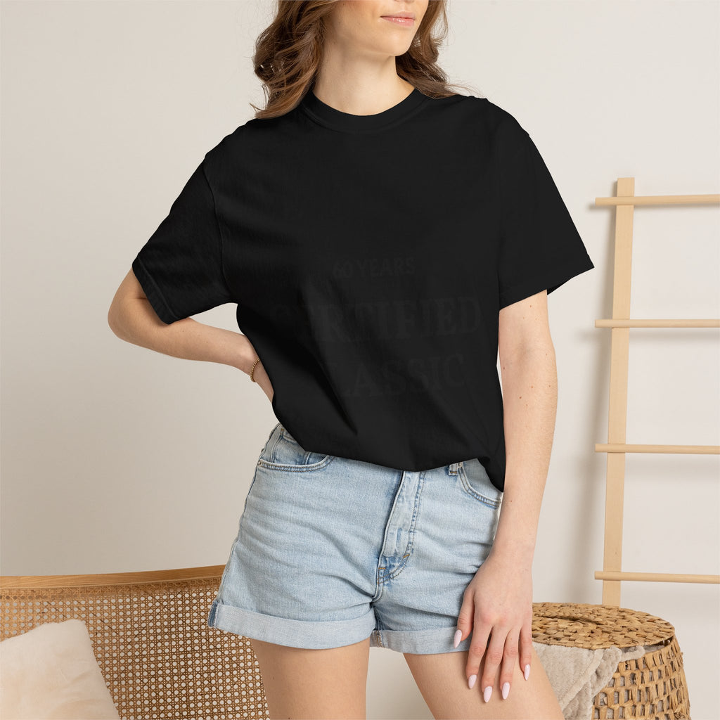 Certified Classic 60 Years T-Shirt by Printify, featuring a vintage-inspired design on a comfortable cotton T-shirt.