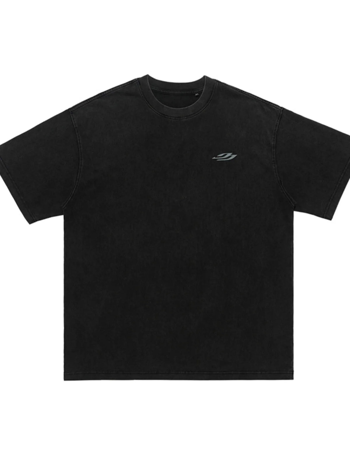 Men's black short sleeve T-shirt with white letter back design, round neck, from Trendsi Men's Letter Back T-Shirt collection.