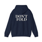 Wear Your Worship Don't Fold hoodie with bold back-print graphic, casual hoodie featuring striking design and comfortable fit.
