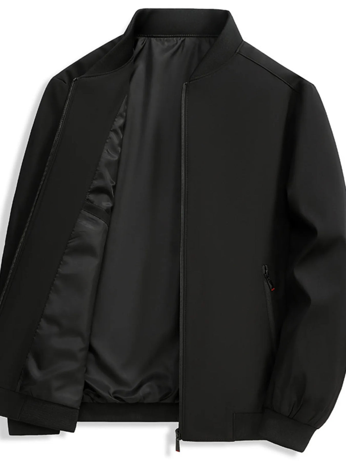 Men's zip-up long sleeve jacket by Trendsi, featuring a casual design, front zipper, and long sleeves, shown in dark color.