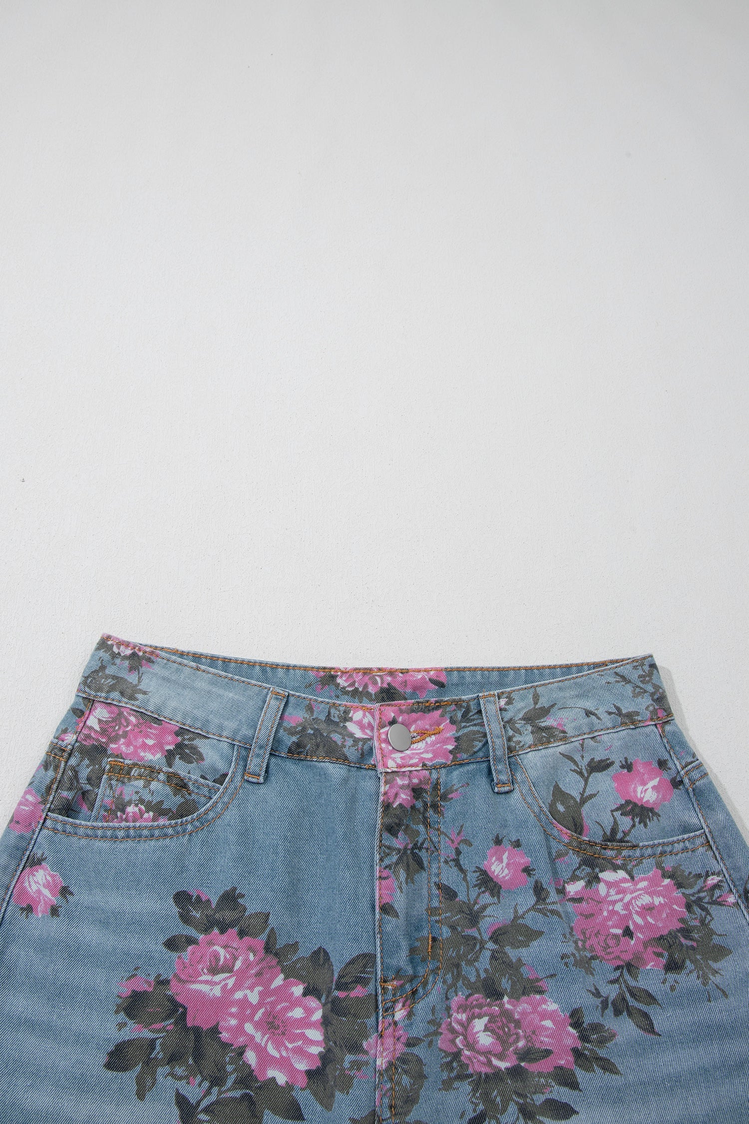 Esme floral print bootcut jeans by Threaded Pear, featuring a colorful floral pattern and classic denim fit.