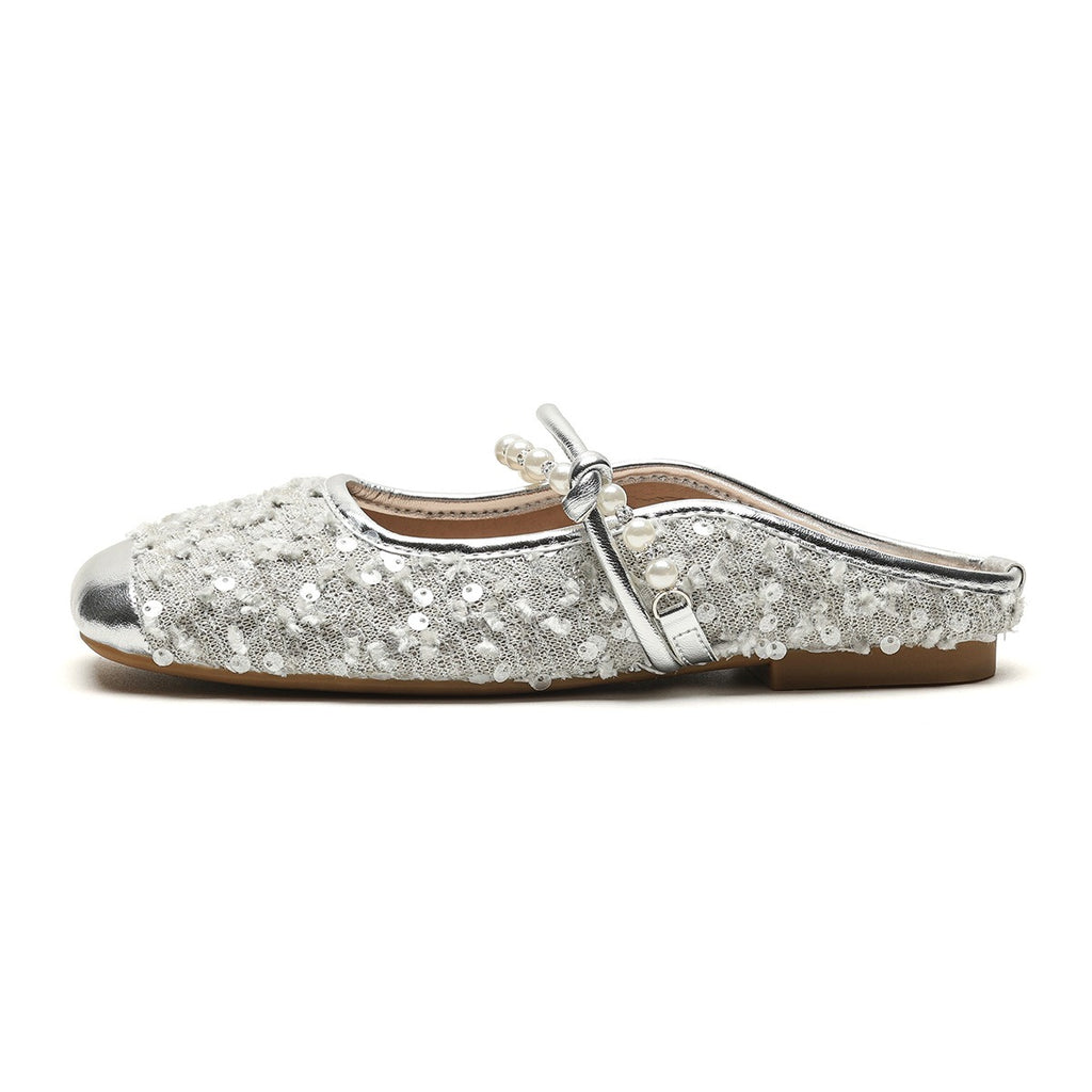 Pearl Embellished Minimalist Slide Sandals