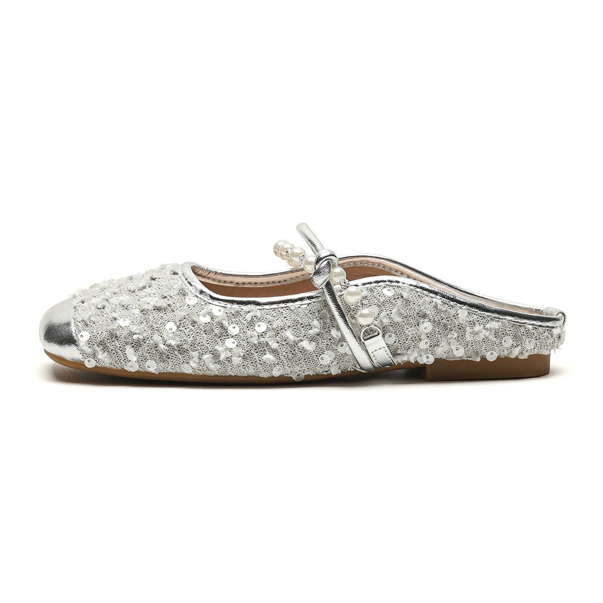 Pearl-embellished minimalist slide sandals by Plush Fashion Hub, featuring a sleek design and comfortable open-toe style.