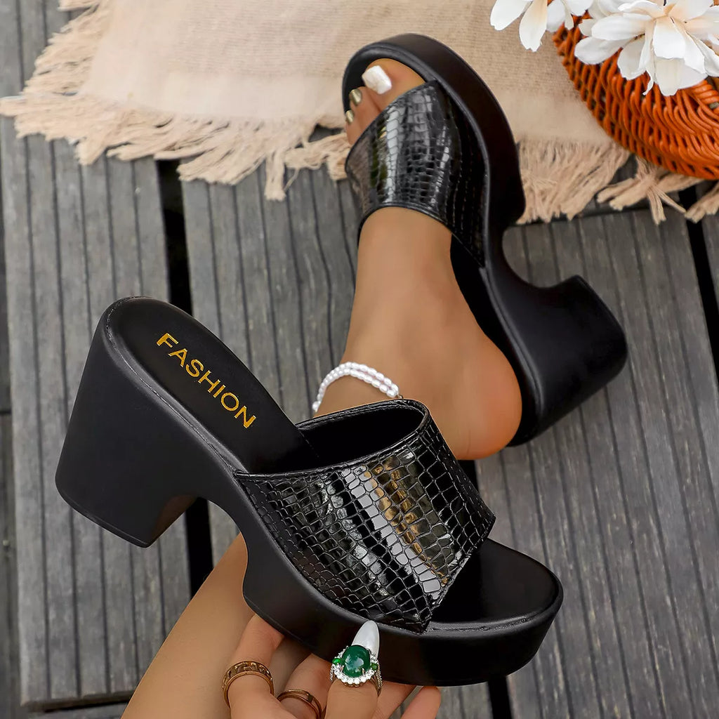 Open toe block heel sandals by Shopimist, featuring a stylish design with chunky heels and open toe front.