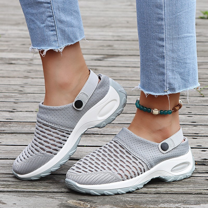 Spring And Summer Daily One Pedal Half Drag Breathable Light Air Cushion Women Sandals LadyShow.Store