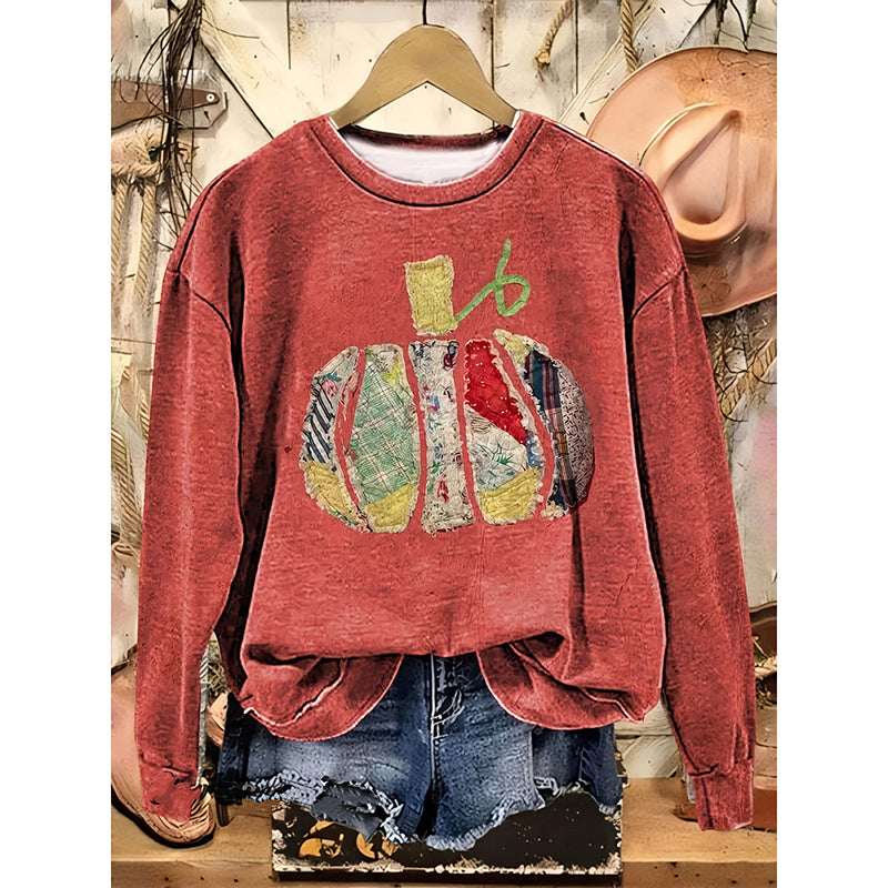 Women's Halloween Pumpkin Print T-Shirt by Plush Fashion Hub, casualwear with festive pumpkin graphic, worn as everyday casual attire.