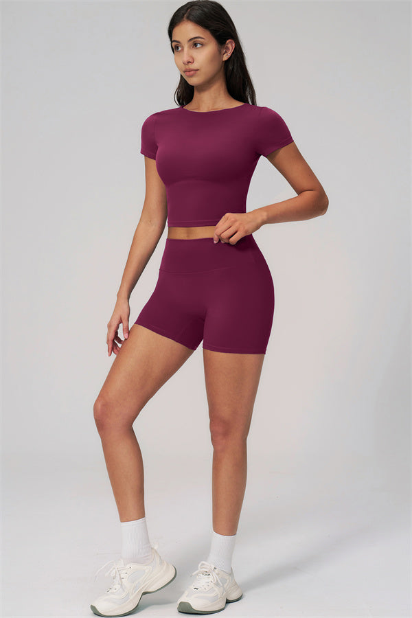 Fitglutes Activewear Rapture T-shirt and shorts 2-piece set, athletic gymwear and workout clothes for active fitness routines.