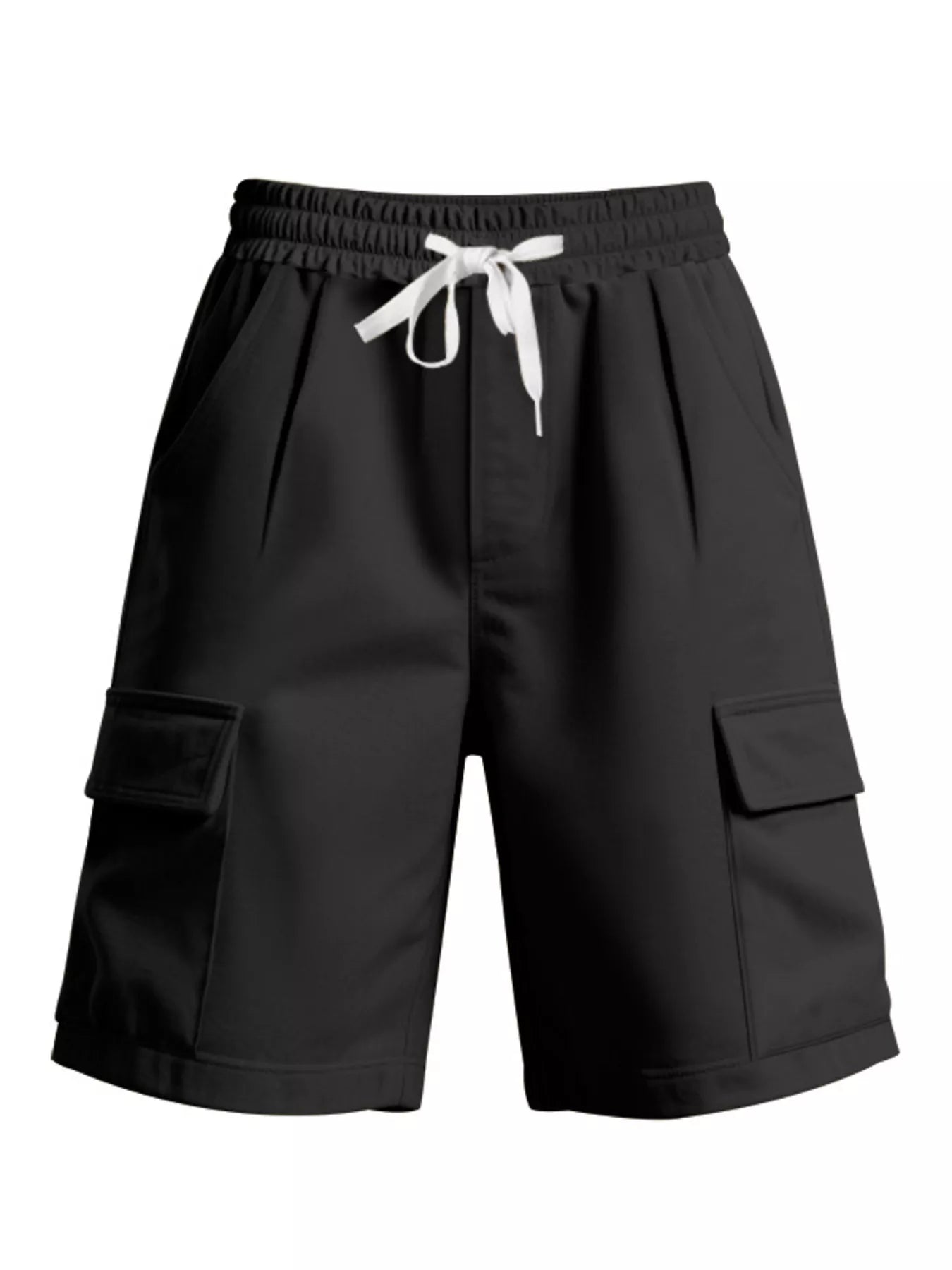 Men's plus size drawstring pocketed shorts from Trendsi, featuring a comfortable fit and casual style, shown in the image.