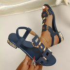 Open toe flats sandals by Shopimist featuring a minimalist design with leather straps and a comfortable flat sole.