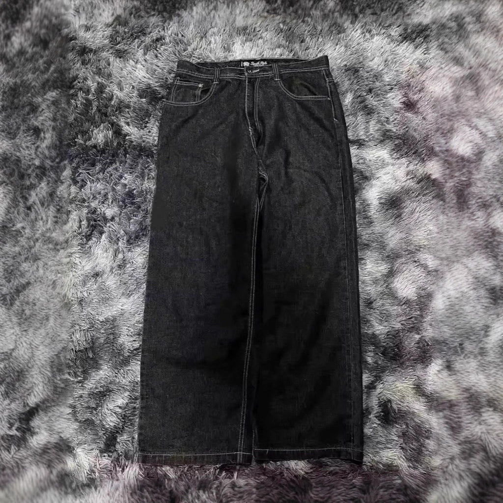 Retro Washed Wide-Leg Denim Pants