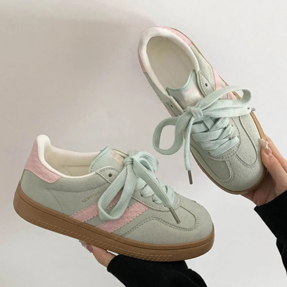 Plush Fashion Hub contrast round toe casual flats with soft plush material, ideal for comfortable everyday wear.