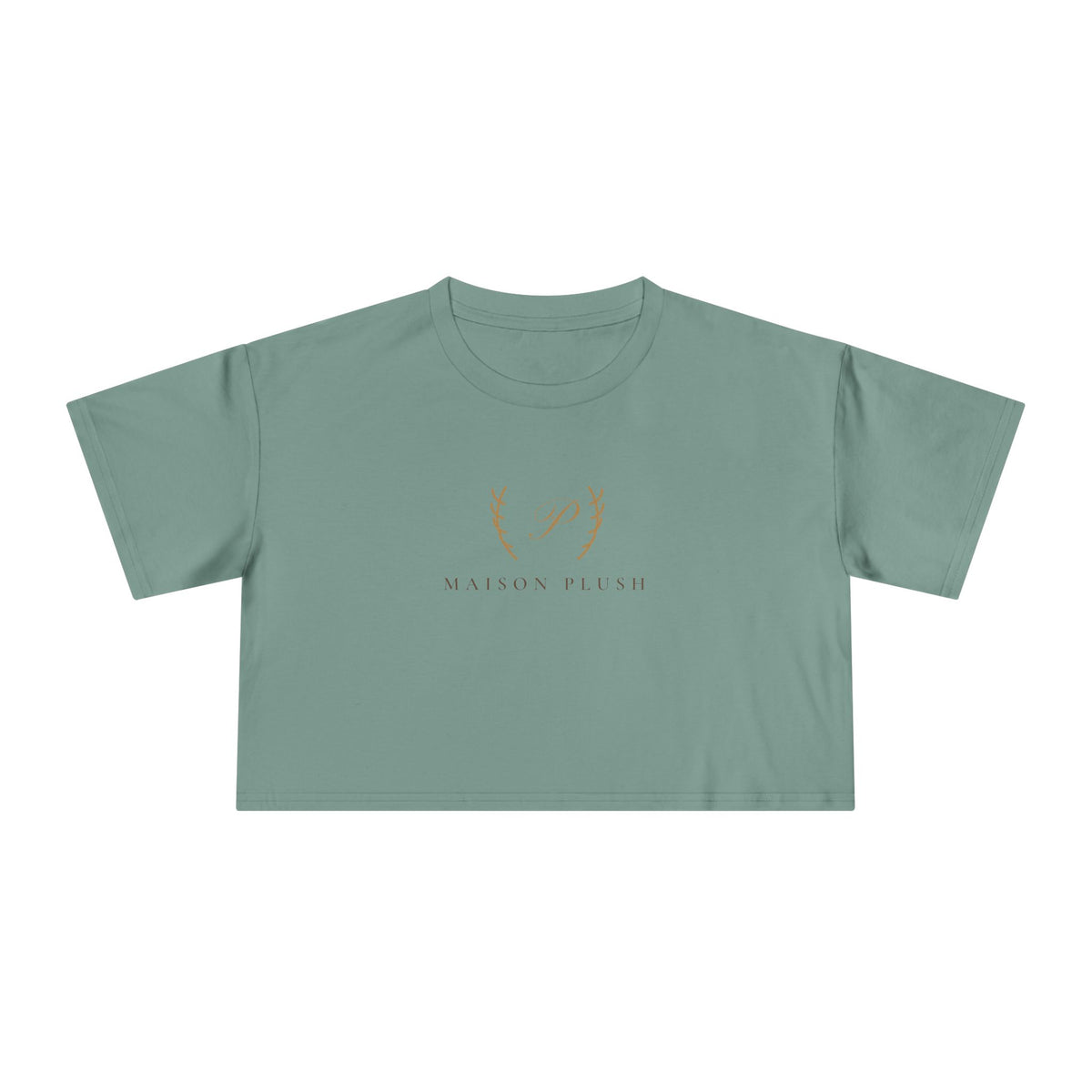 Maison Plush Monogram Crop Tee | Women's Cute Luxury Cropped T-Shirt