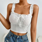 Women's elegant lace camisole top by FitiqueFit, casualwear with flattering fit and intricate lace detailing.