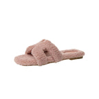 Rainbow Lamb Fur Suede Slide Sandals