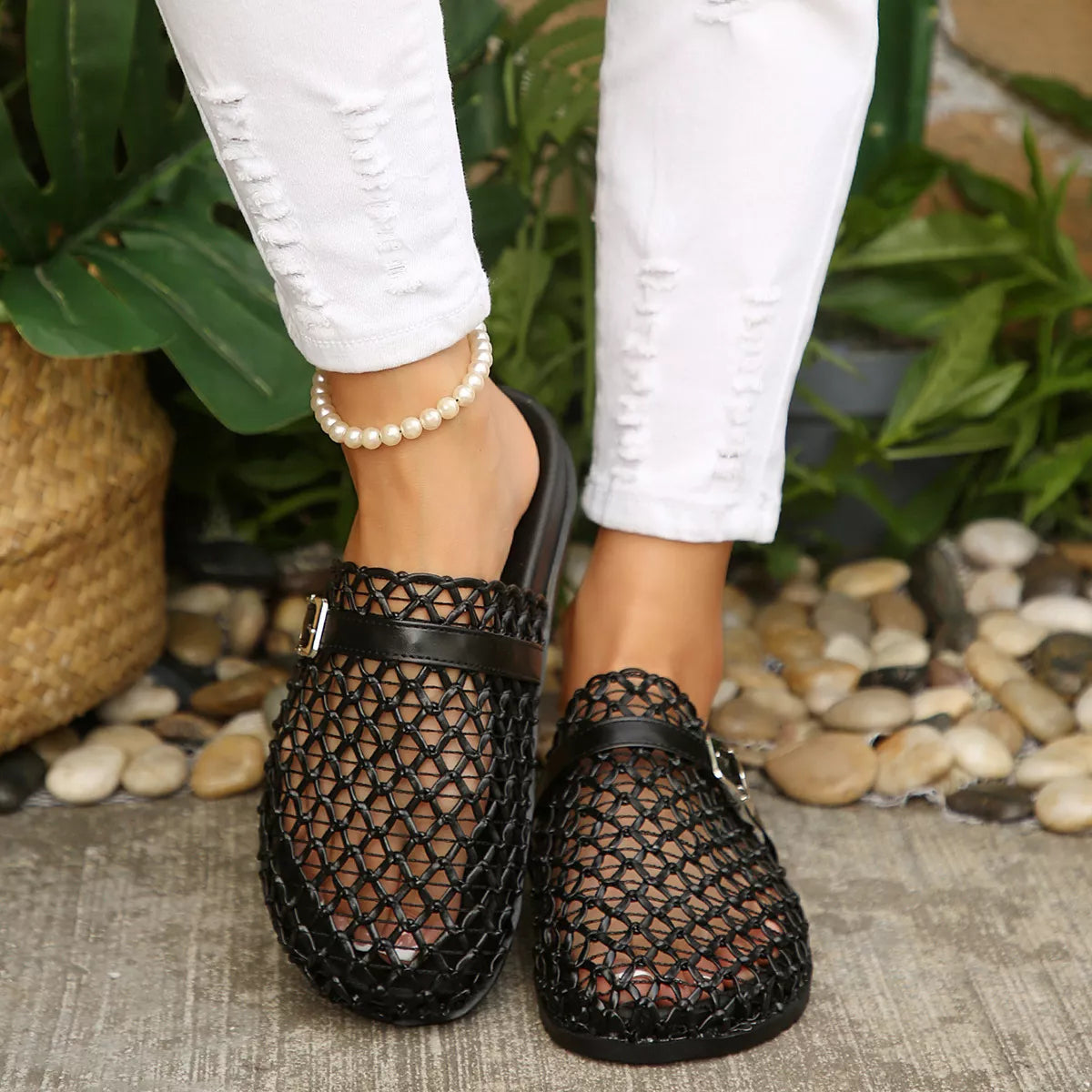 Breathable buckle decor sandals by Plush Fashion Hub featuring open-toe design, stylish straps, and comfortable sole.