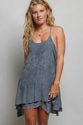 Embroidered POL mini dress by Shopimist with adjustable straps, featuring a stylish and colorful design on lightweight fabric.