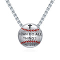 Sterling silver baseball pendant necklace with charm, 925 silver jewelry featuring a sporty baseball design.