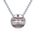 Sterling silver baseball pendant necklace with charm, 925 silver jewelry featuring a sporty baseball design.