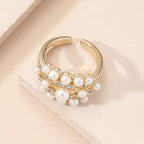 18K gold-plated open pearl ring by Shopimist featuring a sleek design and a lustrous pearl accent.