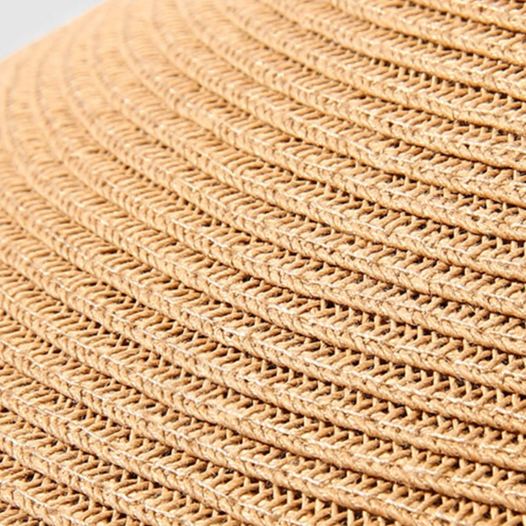 Women's wide brim straw visor hat by Trendsi with breathable design and UV sun protection, perfect for outdoor sunny days.