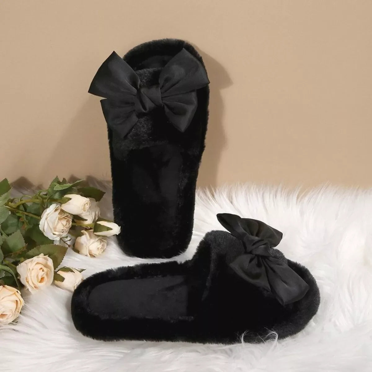 Shopimist Bow open toe flats slippers with a sleek design and comfortable fit, perfect for casual or indoor wear.