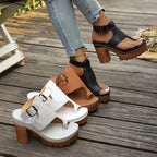 Shopimist toe loop block heel sandals featuring a stylish open toe design and chunky heel, perfect for casual or dressy occasions.