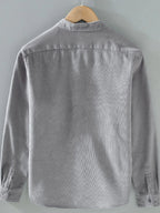 Men's plus size button-up long sleeve jacket by Shopimist, shown in dark fabric with front button closure and collar.