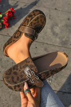Lea Leather Strap Mule Slippers by Threaded Pear featuring a slip-on design with leather straps and a comfortable sole.