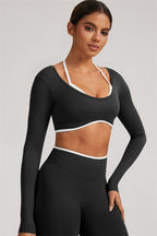 Fitglutes Activewear long sleeve crop top and leggings 2-piece set, stylish gymwear for workout and active lifestyle.