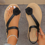 Shopimist flower toe loop sandals with floral design and open-toe style, showcasing comfortable strap details and trendy summer look.
