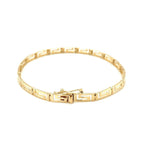 14k yellow gold Greek fret design fancy bracelet with intricate pattern, showcasing elegant craftsmanship and luxurious style.
